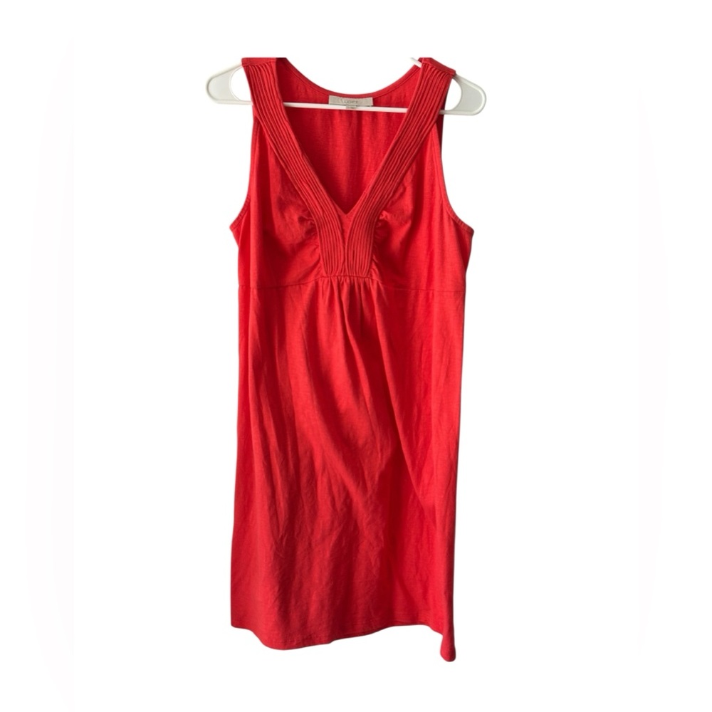 LOFT Bright Red/Orange Cotton Knit Dress women’s Large